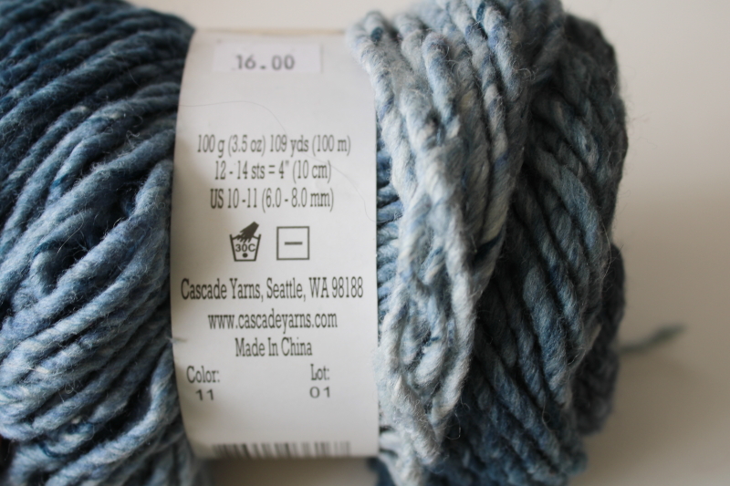 photo of Cascade yarns Rabat wool acrylic silk homespun texture yarn blue shades, two 100 gram skeins  #3