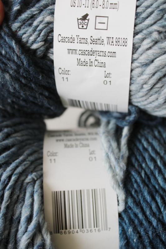 photo of Cascade yarns Rabat wool acrylic silk homespun texture yarn blue shades, two 100 gram skeins  #4