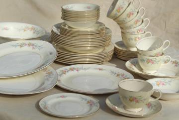 catalog photo of Cashmere floral, vintage Homer Laughlin eggshell china dinnerware set for 8