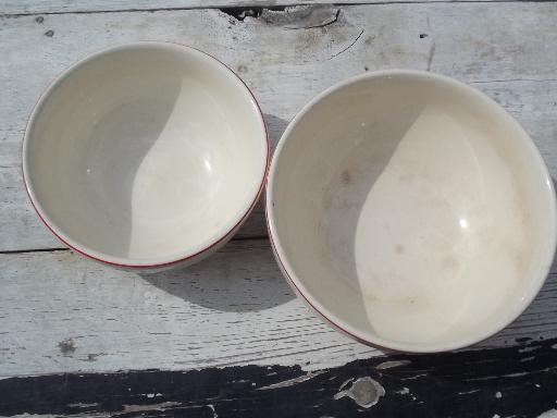 photo of Cat Tail mixing bowls, 30s vintage Sears pottery red and black cattails #4