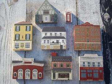 catalog photo of Cat's Meow wood village shops and houses lot, Schumacher German Mills etc.