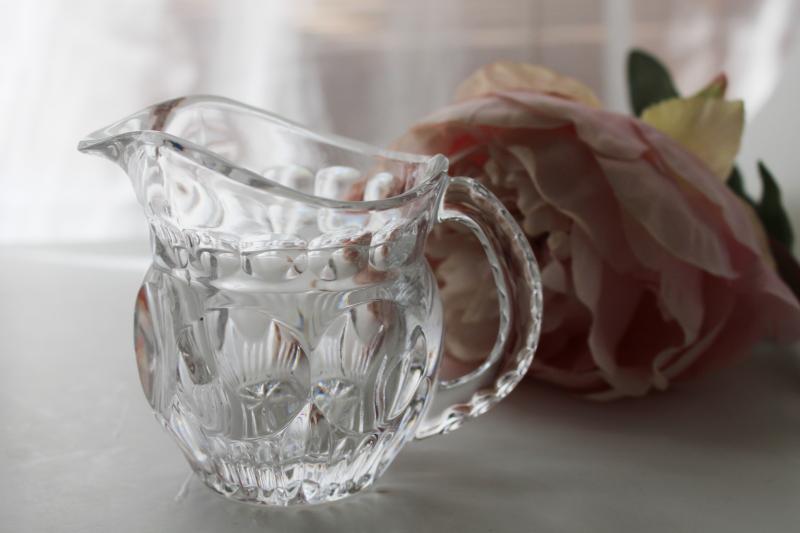 photo of Celeste pattern vintage sparkling crystal clear glass cream pitcher, small creamer #2