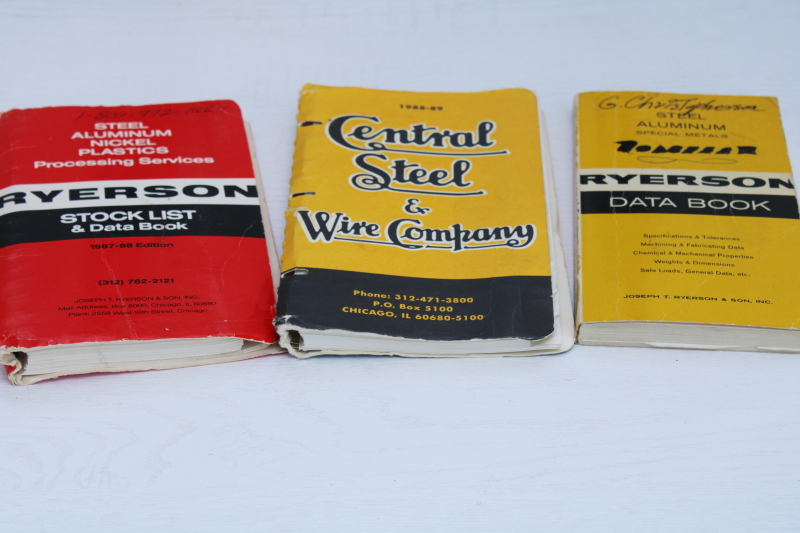 photo of Central Steel & Ryerson catalogs lot 1970s 80s, metal data and tables for fabricating machining #1