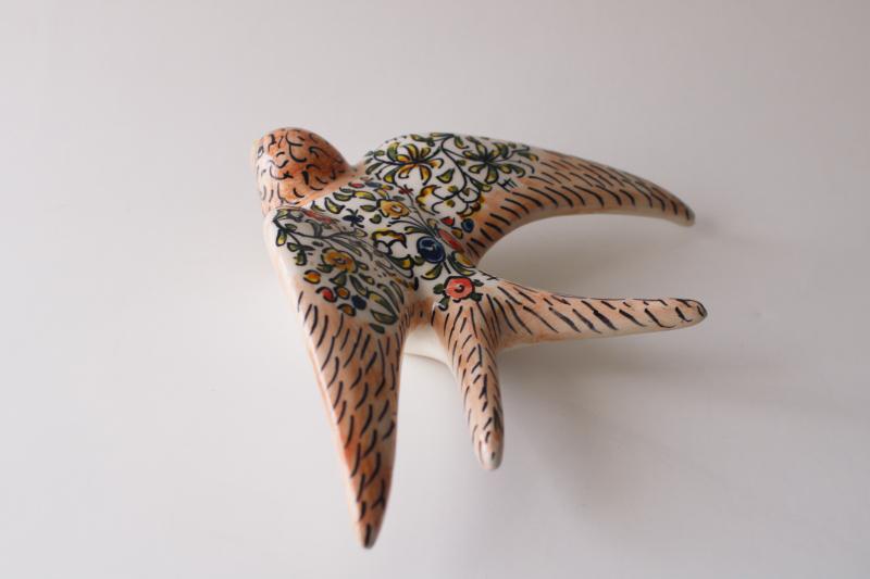 photo of Ceramicas de Coimbra hand painted Portugal pottery bird figurine flying swallow #1