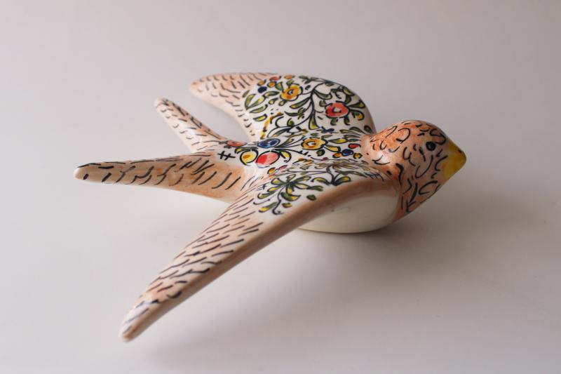 photo of Ceramicas de Coimbra hand painted Portugal pottery bird figurine flying swallow #2