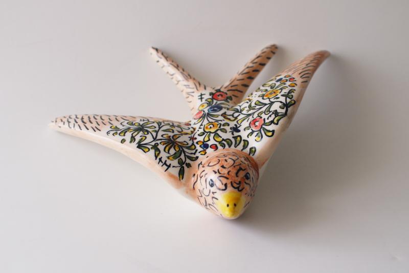 photo of Ceramicas de Coimbra hand painted Portugal pottery bird figurine flying swallow #3