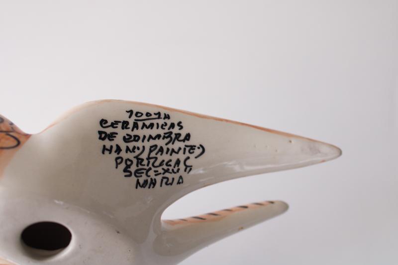 photo of Ceramicas de Coimbra hand painted Portugal pottery bird figurine flying swallow #5