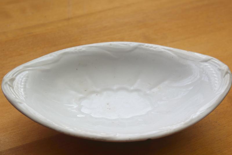 photo of Ceres wheat pattern embossed ironstone china bowl or gravy underplate, 1800s vintage #4