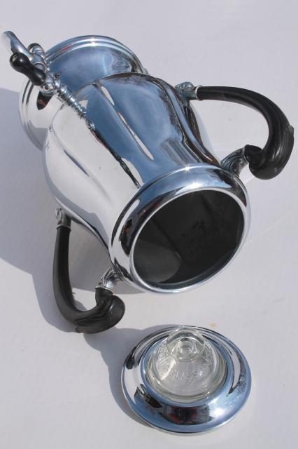 photo of Champion chrome percolator, vintage electric coffee maker, art deco pot w/ bakelite handles #2