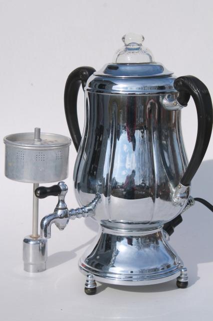 photo of Champion chrome percolator, vintage electric coffee maker, art deco pot w/ bakelite handles #14