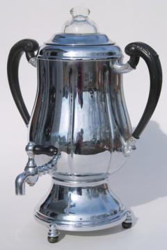 catalog photo of Champion chrome percolator, vintage electric coffee maker, art deco pot w/ bakelite handles