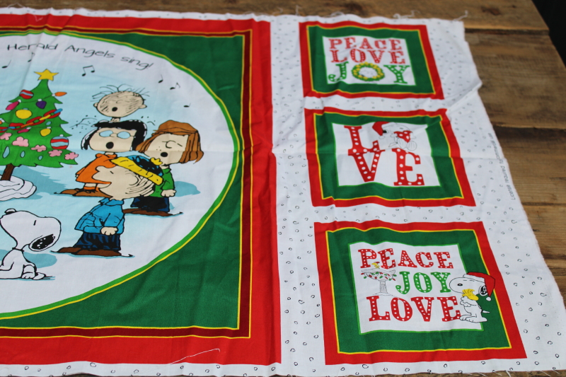 photo of Charlie Brown Christmas Peanuts Snoopy, Woodstock & the gang print cotton fabric craft panel  #2