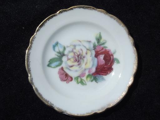 photo of Chase hand-painted Japan vintage flowered china butter pat plates set #2