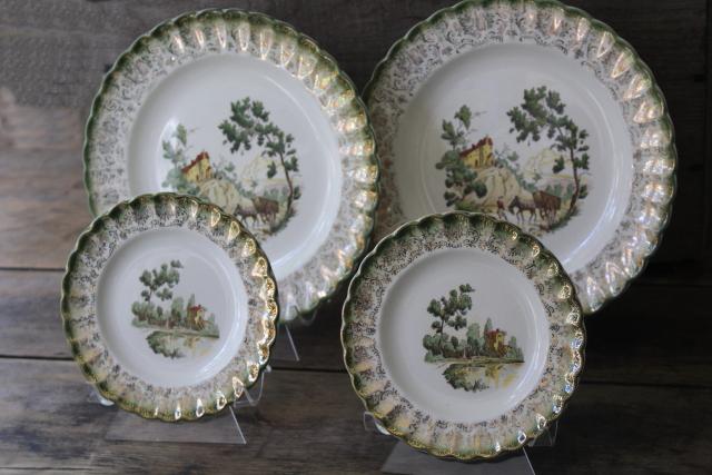 photo of Chateau France vintage American Limoges china plates, French country scenes #1