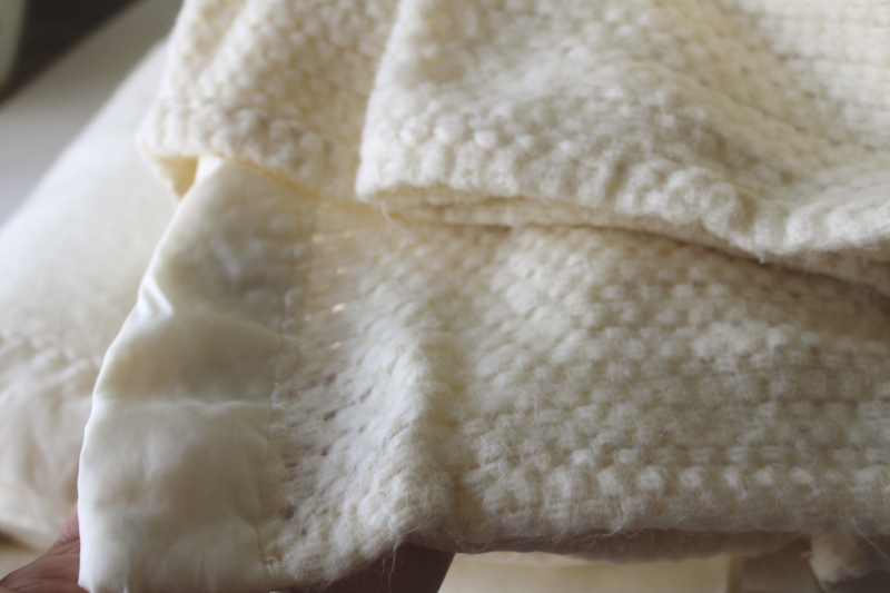 photo of Chatham USA soft synthetic thermal weave & plush blankets, ivory cream color twin or full  #3