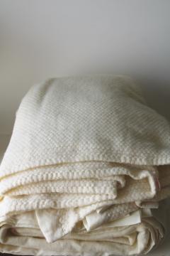catalog photo of Chatham USA soft synthetic thermal weave & plush blankets, ivory cream color twin or full 