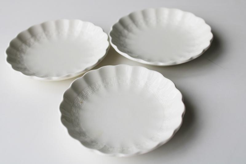 photo of Chelsea Wicker vintage Copeland Spode butter pat plates, embossed plain white china #2