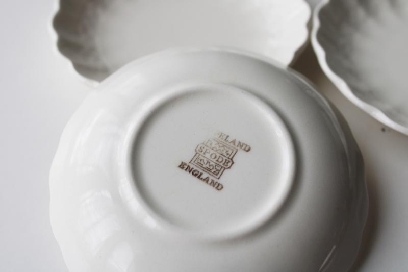 photo of Chelsea Wicker vintage Copeland Spode butter pat plates, embossed plain white china #3