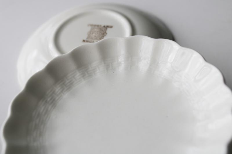 photo of Chelsea Wicker vintage Copeland Spode butter pat plates, embossed plain white china #5