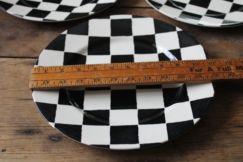 photo of Chequers Royal Stafford England black & white checked dinner plates, whimsical mod checkerboard pattern  #5