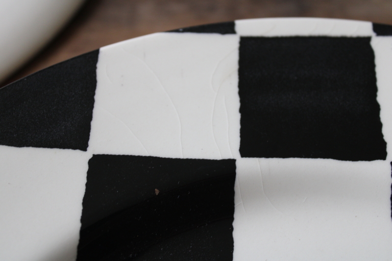 photo of Chequers Royal Stafford England black & white checked dinner plates, whimsical mod checkerboard pattern  #7