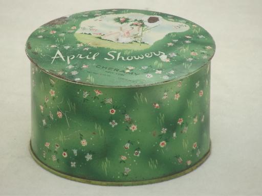 photo of Cheramy 'french' powder box, vintage perfumed talc in metal litho tin  #1