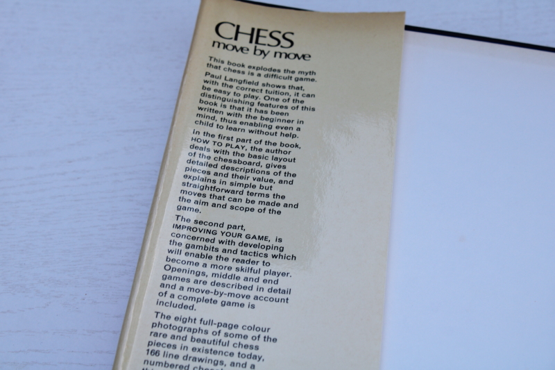 photo of Chess Move by Move Paul Langfield 70s vintage book w/ game diagrams #2