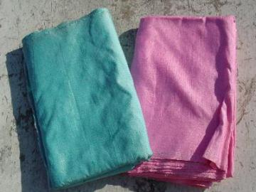 catalog photo of China silk vintage fabric, aqua & pink