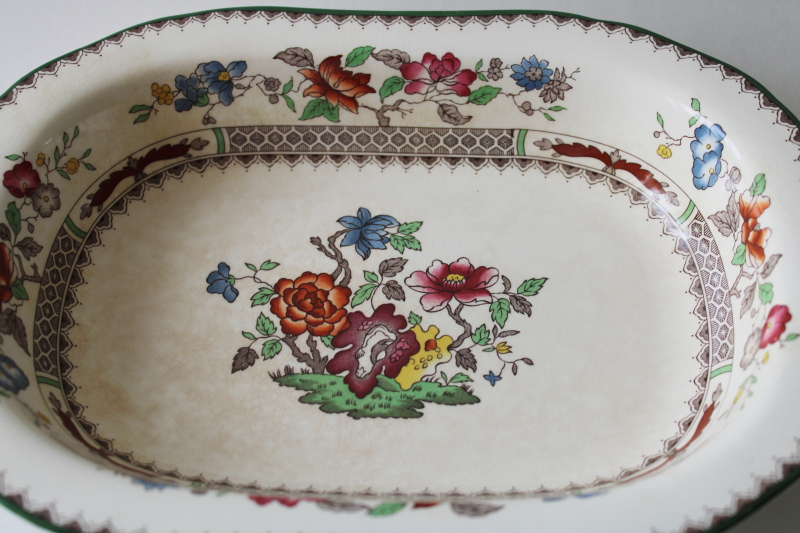 photo of Chinese Rose vintage English Spode china serving bowl, chinoiserie tree of life  #2
