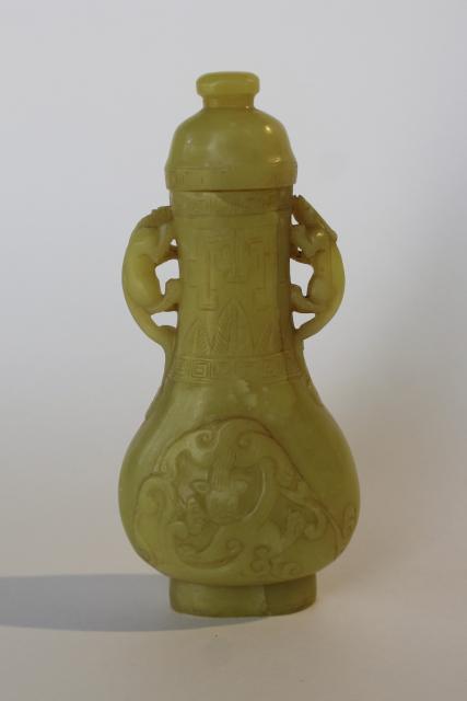 photo of Chinese snuff bottle, big cats carved stone 20th century vintage or antique? #1