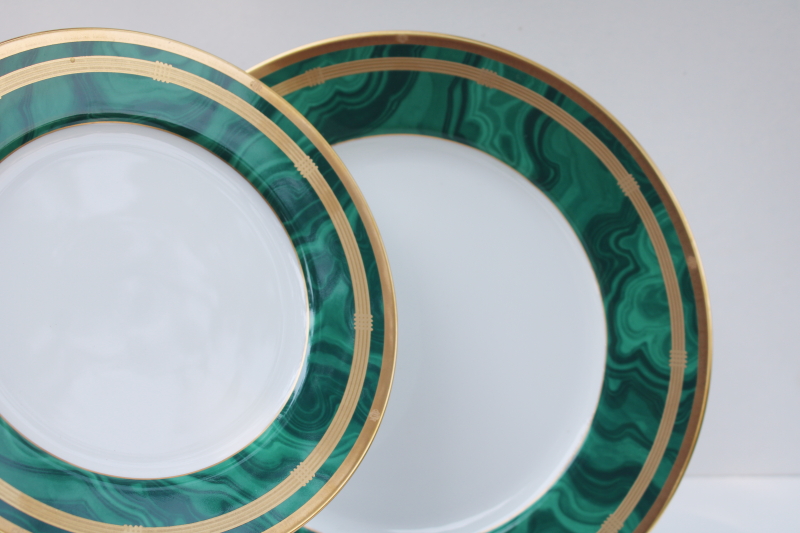 photo of Christian Dior Malachite china green w/ gold, unused vintage place setting five pieces #4