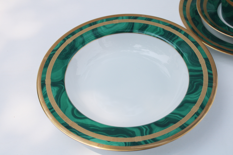 photo of Christian Dior Malachite china green w/ gold, unused vintage place setting five pieces #6