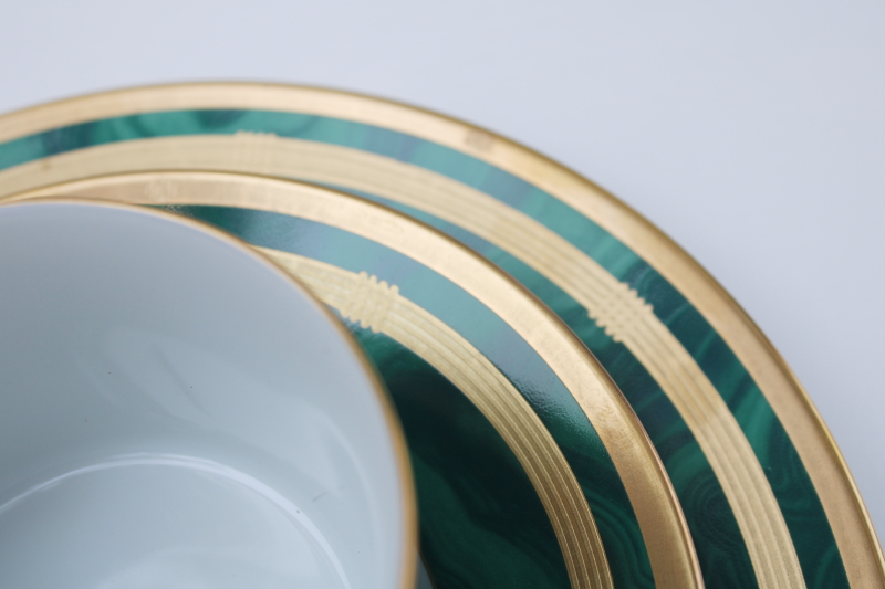 photo of Christian Dior Malachite china green w/ gold, unused vintage place setting five pieces #8