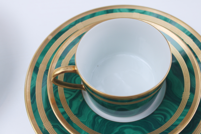 photo of Christian Dior Malachite china green w/ gold, unused vintage place setting five pieces #9