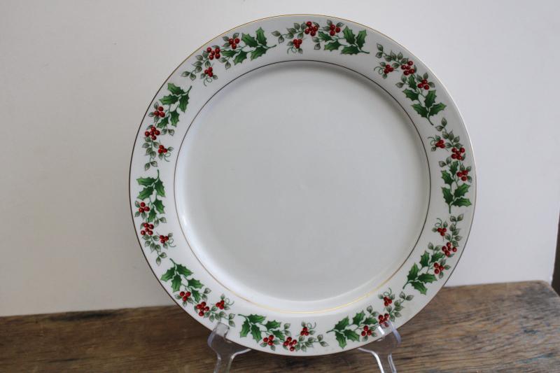 photo of Christmas Charm holly Gibson china vintage large cake plate or round platter #1