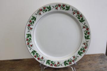 catalog photo of Christmas Charm holly Gibson china vintage large cake plate or round platter