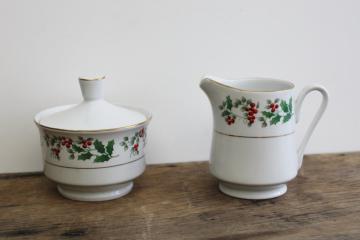 Christmas Charm holly border Gibson china vintage cream & sugar set