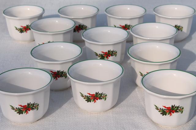 photo of Christmas Heritage Pfaltzgraff large custard cups / creme brulee dishes set of 12 #1