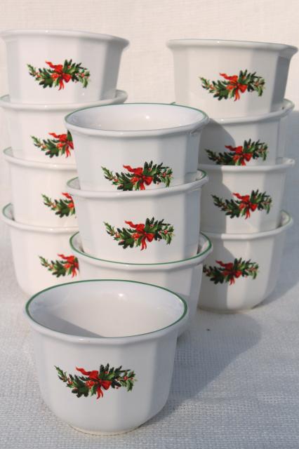 photo of Christmas Heritage Pfaltzgraff large custard cups / creme brulee dishes set of 12 #2