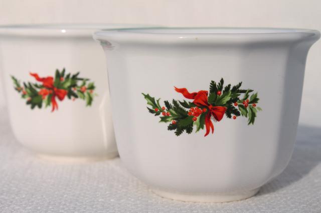 photo of Christmas Heritage Pfaltzgraff large custard cups / creme brulee dishes set of 12 #3