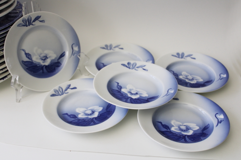 photo of Christmas Rose Bing & Grondahl blue & white flower small plates vintage B&G Denmark #1