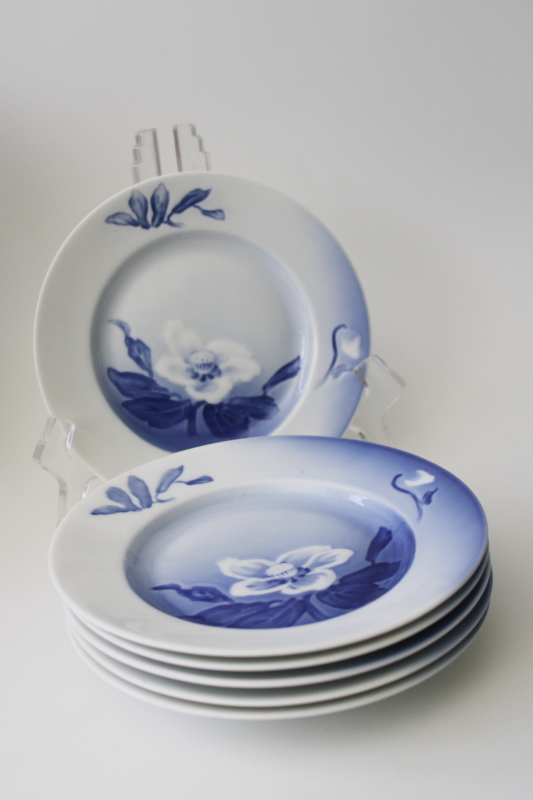 photo of Christmas Rose Bing & Grondahl blue & white flower small plates vintage B&G Denmark #4