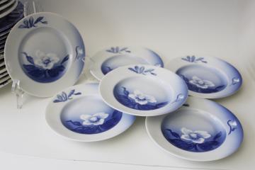 catalog photo of Christmas Rose Bing & Grondahl blue & white flower small plates vintage B&G Denmark