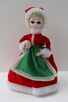 catalog photo of Christmas Santa girl Bradley big eyed doll 60s vintage, fun retro holiday decor