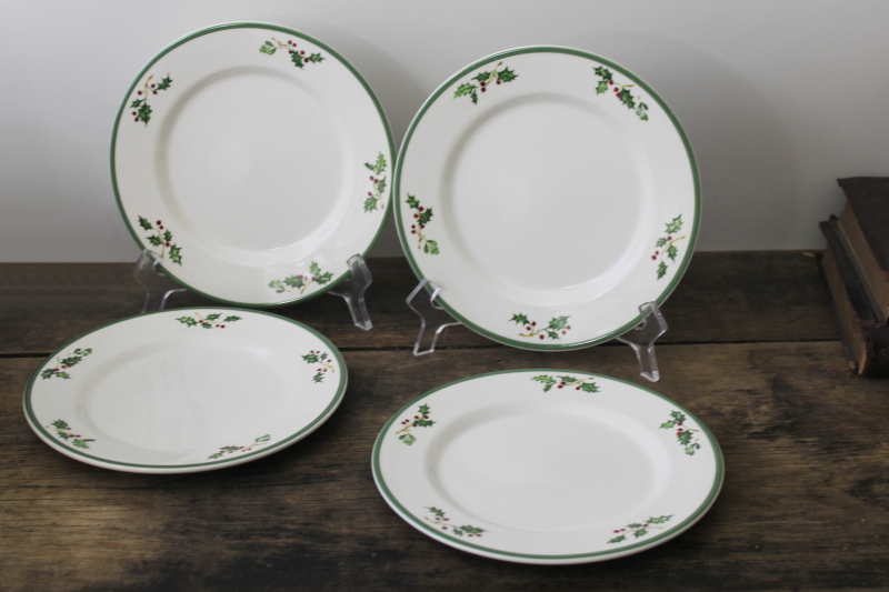 photo of Christmas Traditions Christopher Radko Holiday Celebrations holly border pattern salad plates set #1