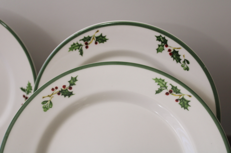 photo of Christmas Traditions Christopher Radko Holiday Celebrations holly border pattern salad plates set #2