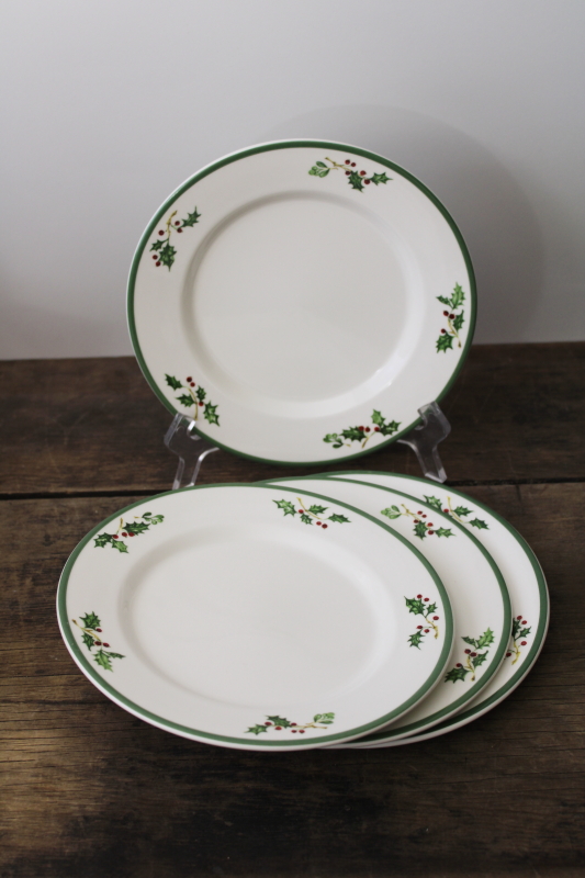 photo of Christmas Traditions Christopher Radko Holiday Celebrations holly border pattern salad plates set #4