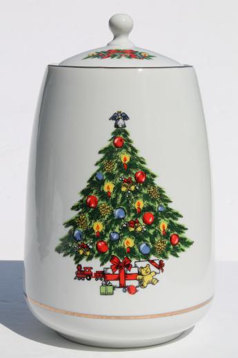 photo of Christmas Treasure cookie jar w/ Christmas tree, 1980s Jamestown China - Japan #2