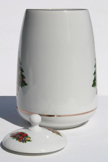 photo of Christmas Treasure cookie jar w/ Christmas tree, 1980s Jamestown China - Japan #3