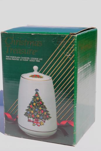 photo of Christmas Treasure cookie jar w/ Christmas tree, 1980s Jamestown China - Japan #6